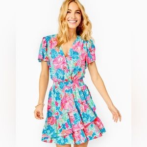 NWT Lilly Pulitzer Pink and Blue Floral Dress Sz 16